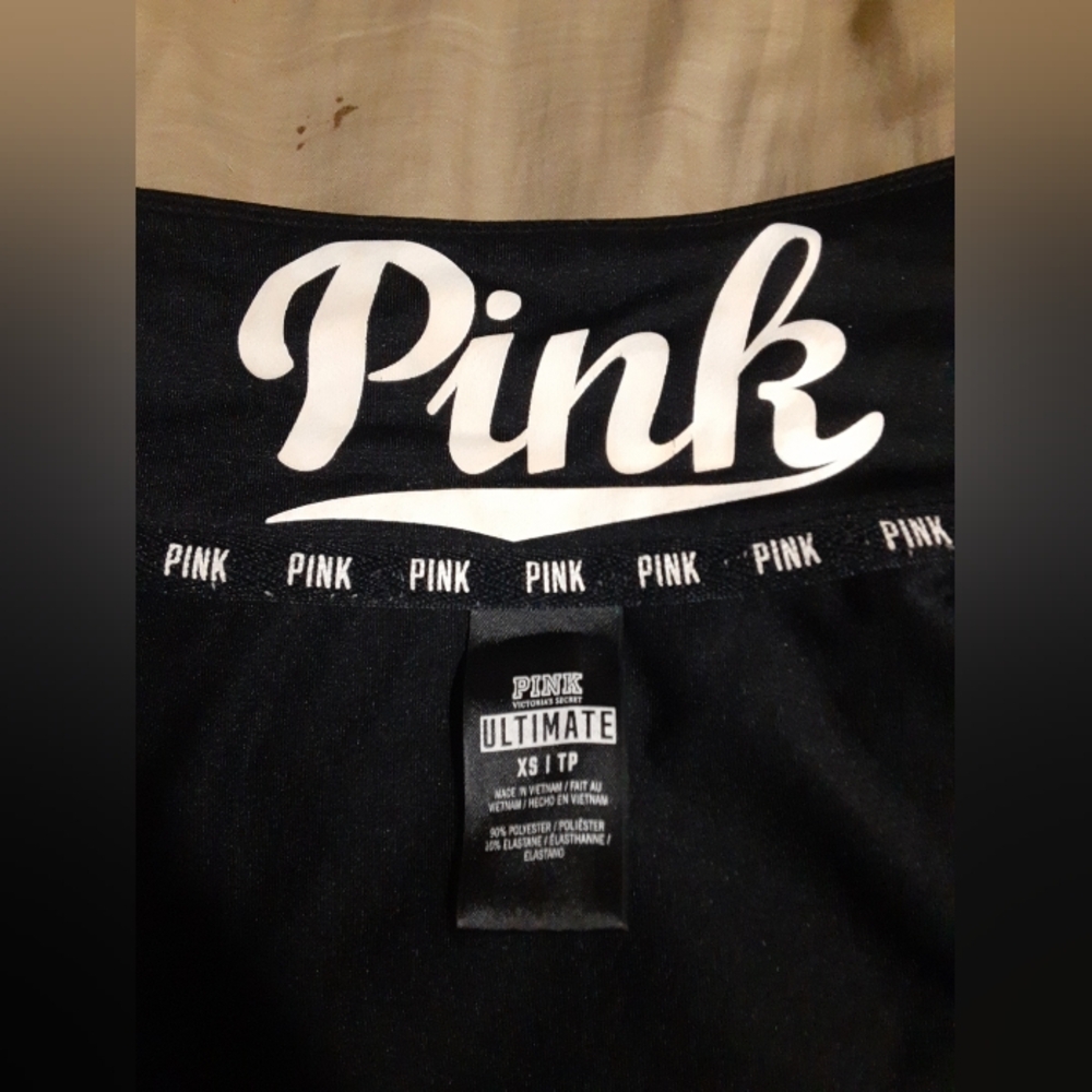 PINK Victoria's Secret Black Jacket with White Trim Zip Up Women's Size XS/TP - Picture 7 of 7